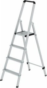MUNK Aluminium-Stufenstehleiter ML einseitig begehbar mit 4 Stufen in Silber - Bild 1