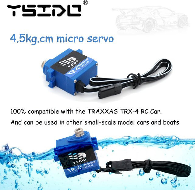 YSIDO TR-4 RC Auto Micro Servo, Wasserdichter Mini-Servo mit Metallgetriebe - Bild 1