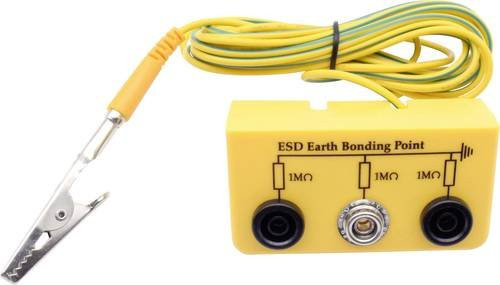 Quadrios ESD-Erdungsbox mit 3,00 m Kabel, Buchse und 10 mm Druckknopf in Gelb - Bild 1