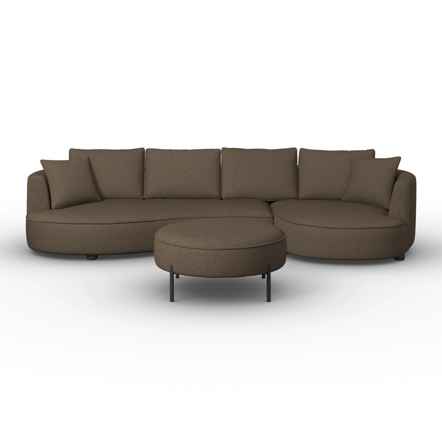 Bessagi Home Wohnlandschaft Nilas in Braun mit Hocker, modernes Design mit Stoffbezug und Massivholzrahmen, B: 322 cm, H: 65 cm, T: 154 cm - Bild 2