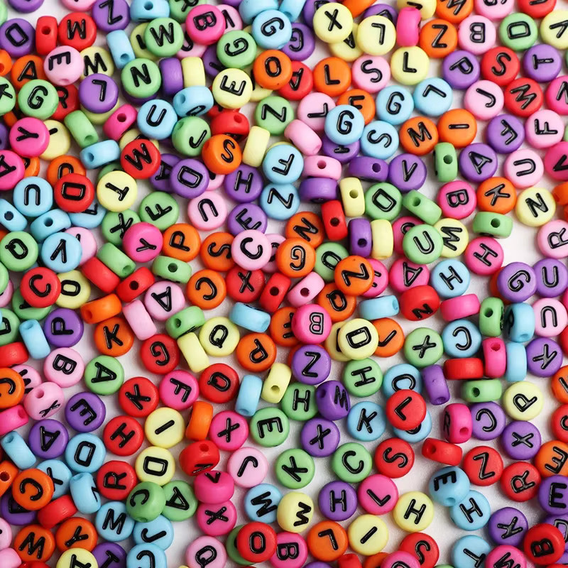 Acryl Buchstaben Perlen, bunt, rund, flach, Spacer, Alphabet Perlen - Bild 6