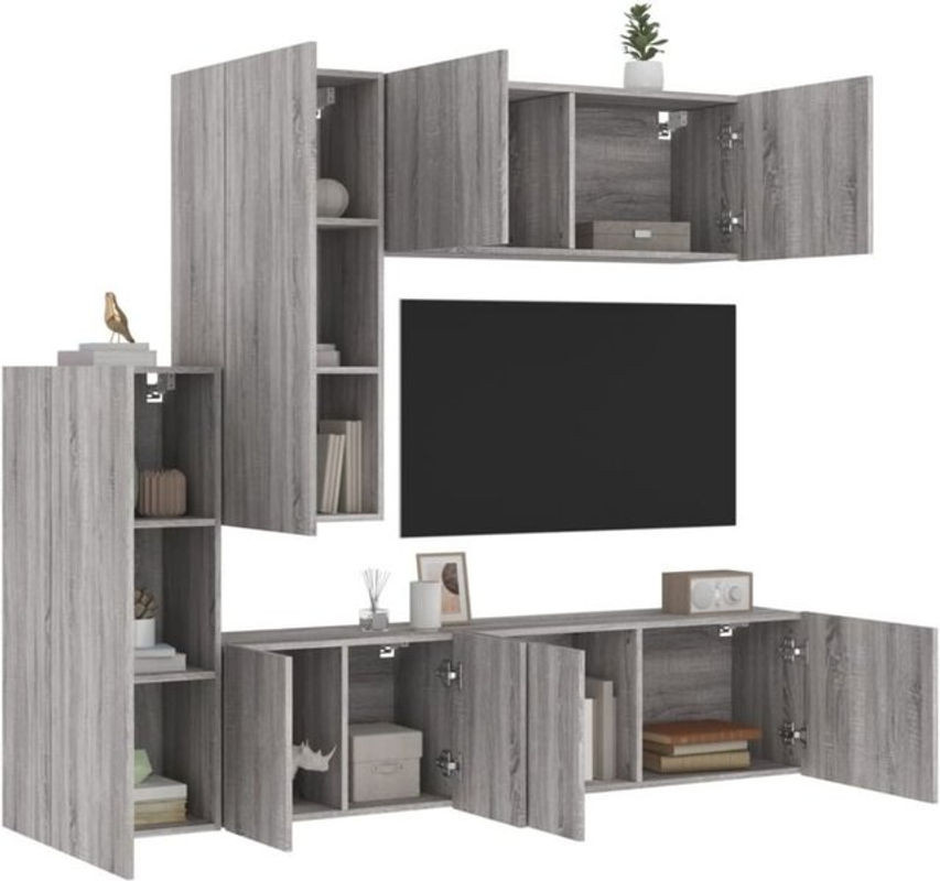 5-tlg. Moderne Wohnwand mit TV-Schrank von Vidaxl in Grau aus Holzwerkstoff - Bild 1
