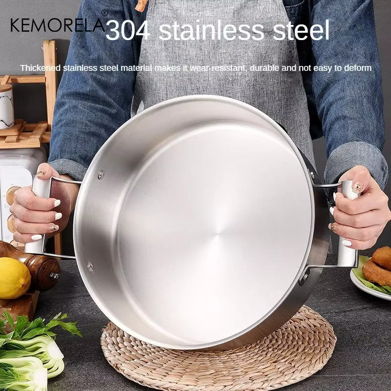 KEMORELA Hot Pot aus Edelstahl 304 in Silber mit Glasabdeckung und Doppelgriff - Bild 2