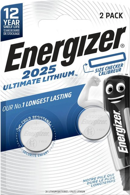Energizer Ultimate Lithium Knopfzelle CR 2025, 2 Stück - Bild 1