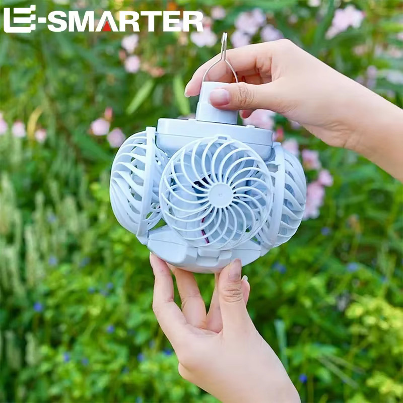 ESMARTER Solar-Ventilatorleuchte mit LED, wiederaufladbar und weiß, zur Wandmontage für Garten und Camping - Bild 3