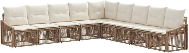 vidaXL Gartensofa-Set 9-teilig in Beige aus Poly-Rattan mit Sitzkissen und Rückenkissen - Bild 1