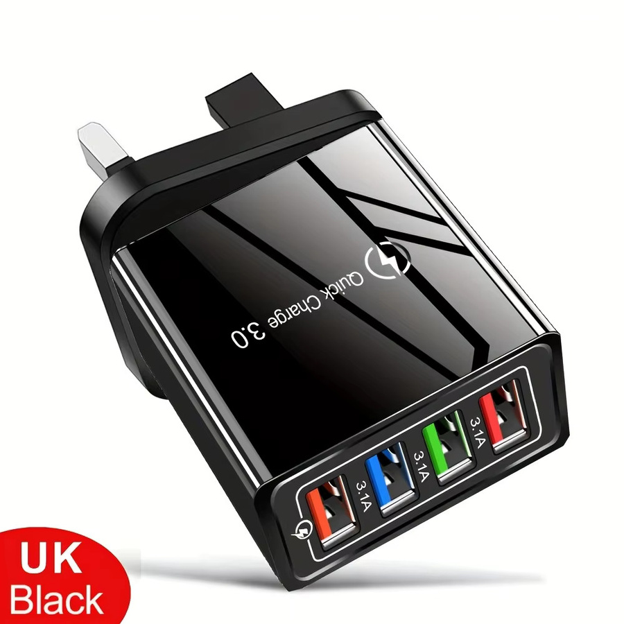 Wocoolsi USB Schnellladegerät mit 4 USB-A Ports und 3.0 Schnellladefunktion für Smartphone und Tablet mit EU-Stecker - Bild 2