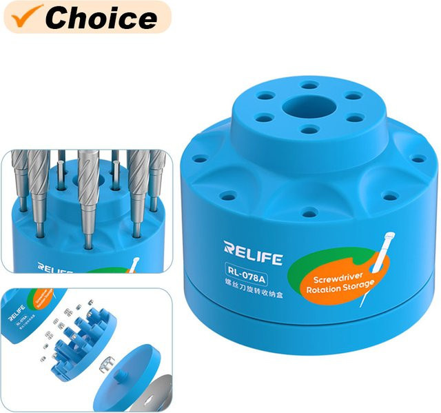 RELIFE RL-078A Drehbare Aufbewahrungsbox für Schraubendreher und Lötkolbenspitzen in Blau - Bild 1