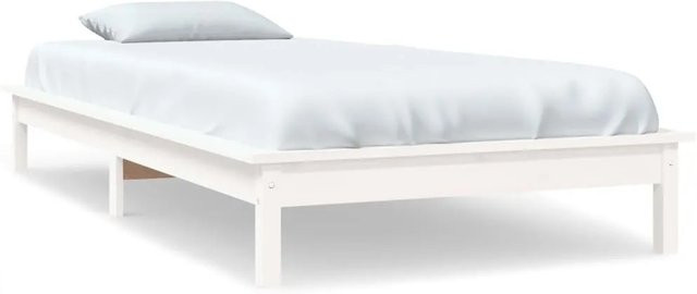 vidaXL Massivholzbett aus Kiefer in Weiß mit rustikaler Optik, B/T/H: 90 x 190 x 26 cm - Bild 1