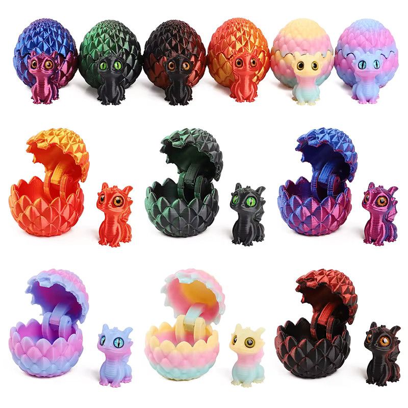 ZQNYCY 3D-Druck Drachenei mit Mini-Drachenstatue als Multicolor Ornament für Kindergeburtstage, Weihnachten und Ostern - Bild 5