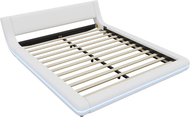okwish Bodenbett Weiß mit LED Beleuchtung für das Schlafzimmer B/T: 160 x 200 cm - Bild 1