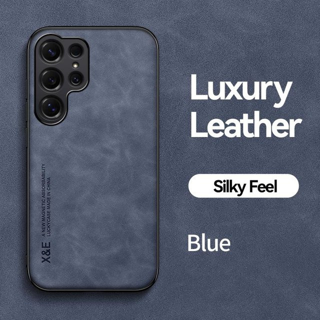 Stoßfeste Handyhülle aus mattem Leder für Samsung Galaxy S26 S25 S24 S23 S22 S21 S20 Note 20 Ultra Plus FE in Blau - Bild 1