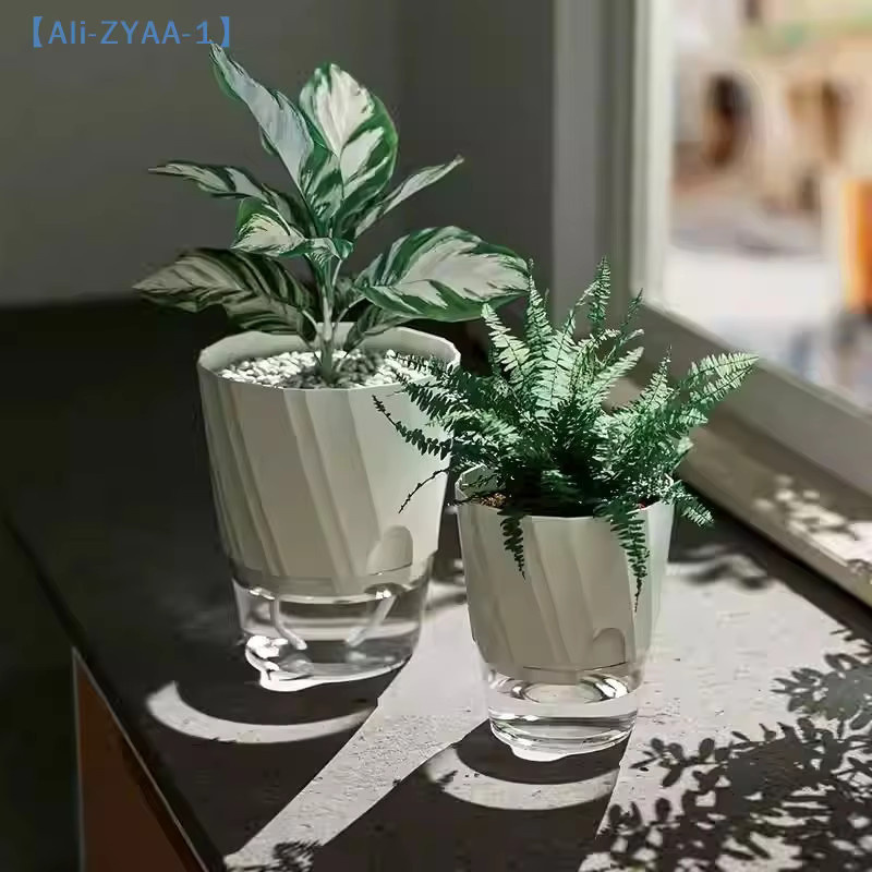 JETTING Hydroponischer Blumentopf mit automatischer Selbstbewässerung aus Kunststoff, transparent und pink - Bild 4