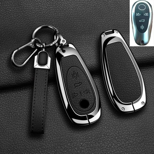 Schutzhülle für Morris Garages MG Cyberster Smart Key Fob aus Zinklegierung und echtem Leder in Schwarz von YTO automobile parts - Bild 1