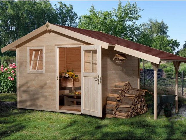 OBI Outdoor Living Holz-Gartenhaus Bozen mit Satteldach in Braun, Unbehandelt - Bild 1