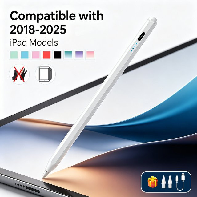 READYYEAH Stylus-Stift mit Handballenerkennung für iPad 7. bis 11. Generation, Air, Pro und Mini, Farbe: Weiß - Bild 1