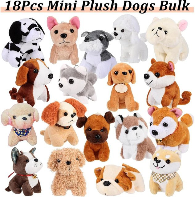 Kidsly Mini Plüschhunde, Kuscheltiere, 18-teiliges Set, bunt/mehrfarbig - Bild 1