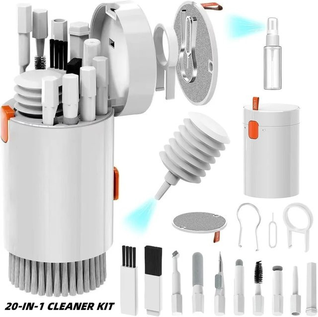 20 in 1 Multifunktions Reinigungsset für Kamera, Headset, Handy, Laptop und Tastatur in Weiß - Bild 1