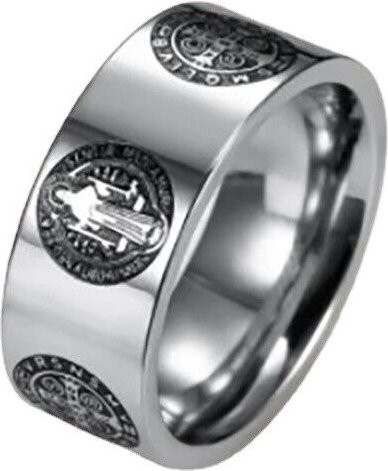 YULIN Ring Edelstahl, Silber, Herren, 8mm, St. Benedikt Kreuz - Bild 1