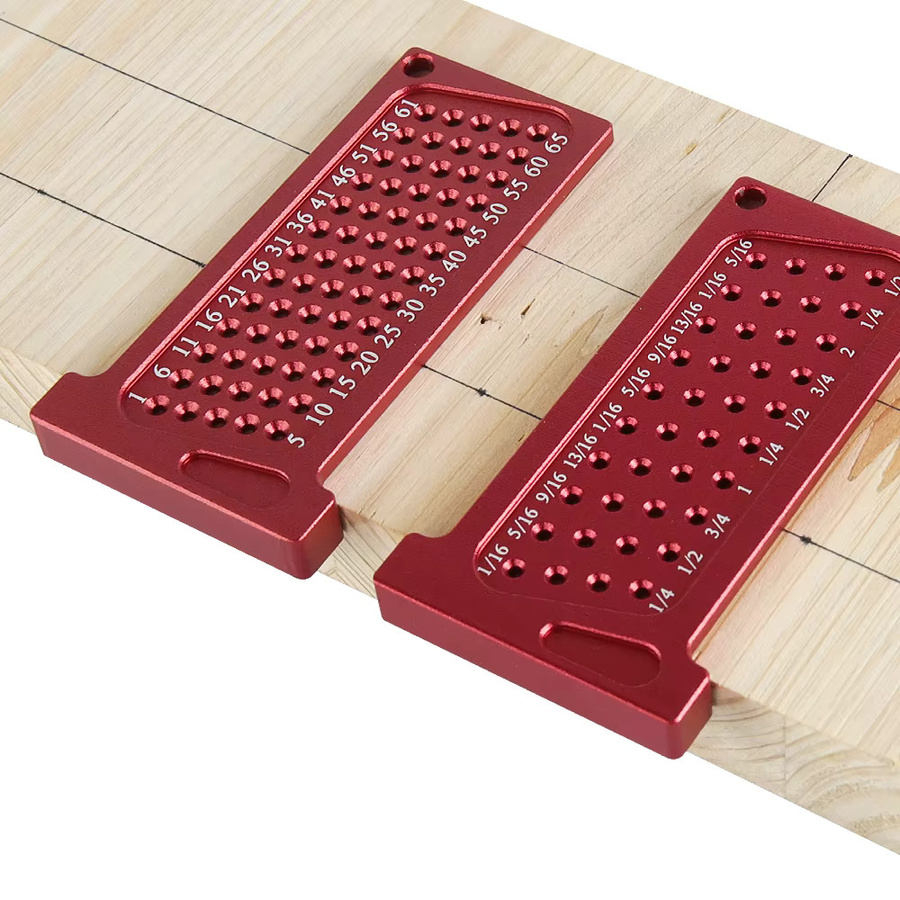 Allsome Präzisions-Winkelmaß aus Aluminiumlegierung in Rot für die Holzbearbeitung und Lochpositionierung mit 65 mm T-Linie - Bild 3
