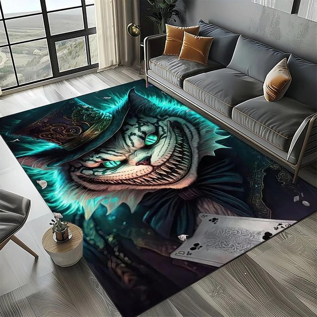 MINISO Disney Alice im Wunderland Grinsekatze Teppich für Kinderzimmer und Wohnzimmer, Mehrfarbig, B/T: 60 x 40 cm - Bild 1