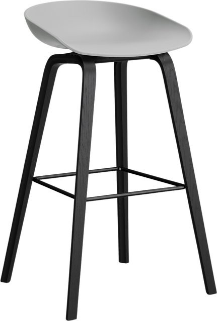 HAY About A Stool AAS 32 Hocker in Grau mit Polypropylen und Holzgestell in Eiche oder Walnuss - Bild 1