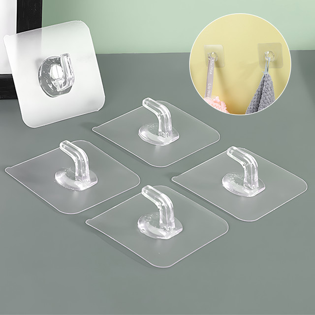 Multifunktionale transparente Wandhaken aus Kunststoff für Schlüssel und Handtücher zur Wandmontage - Bild 1