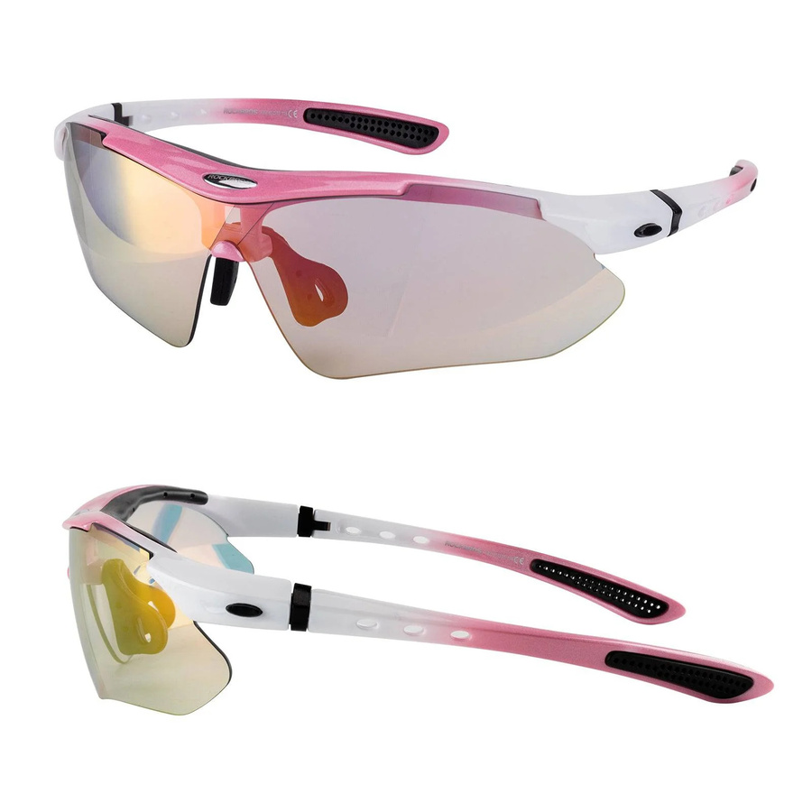 ROCKBROS Sportsonnenbrille, Vollrand, Kunststoff, pink, blue, transparent - Bild 1