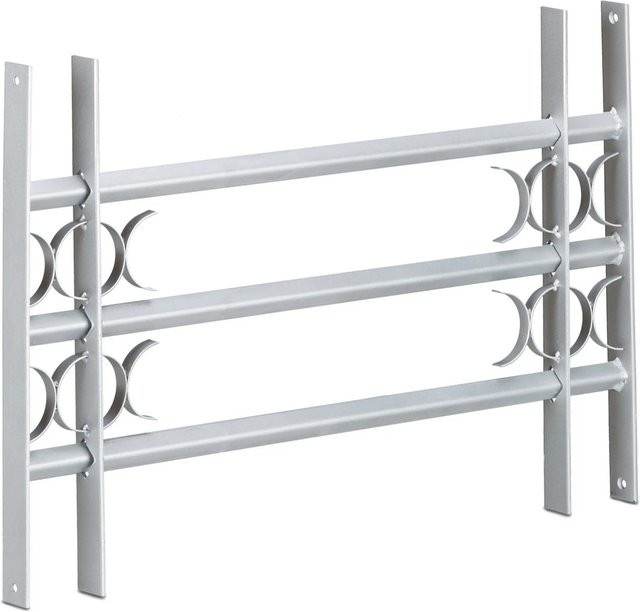Relaxdays Fenstergitter aus Stahl in Grau, ausziehbarer Einbruchschutz, B: 45 cm, H: 70-105 cm - Bild 1