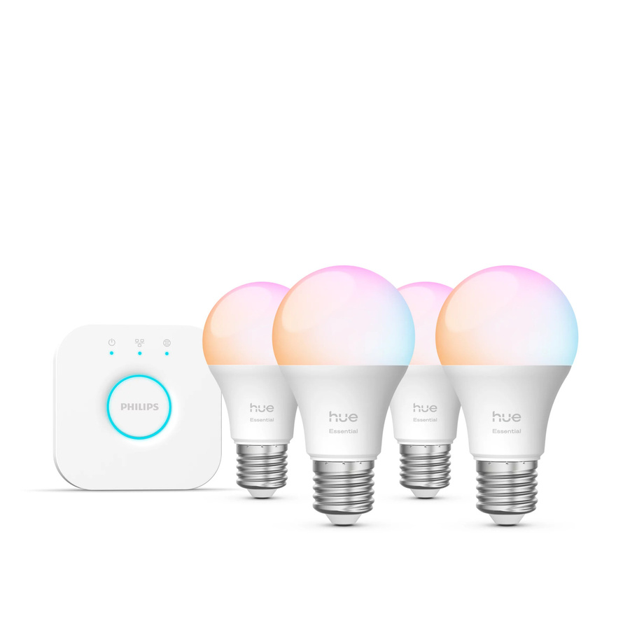 Philips Hue White & Color Ambiance Basis Starter-Set mit 4 smarten LED-Lampen E27, dimmbar und RGBW - Bild 1