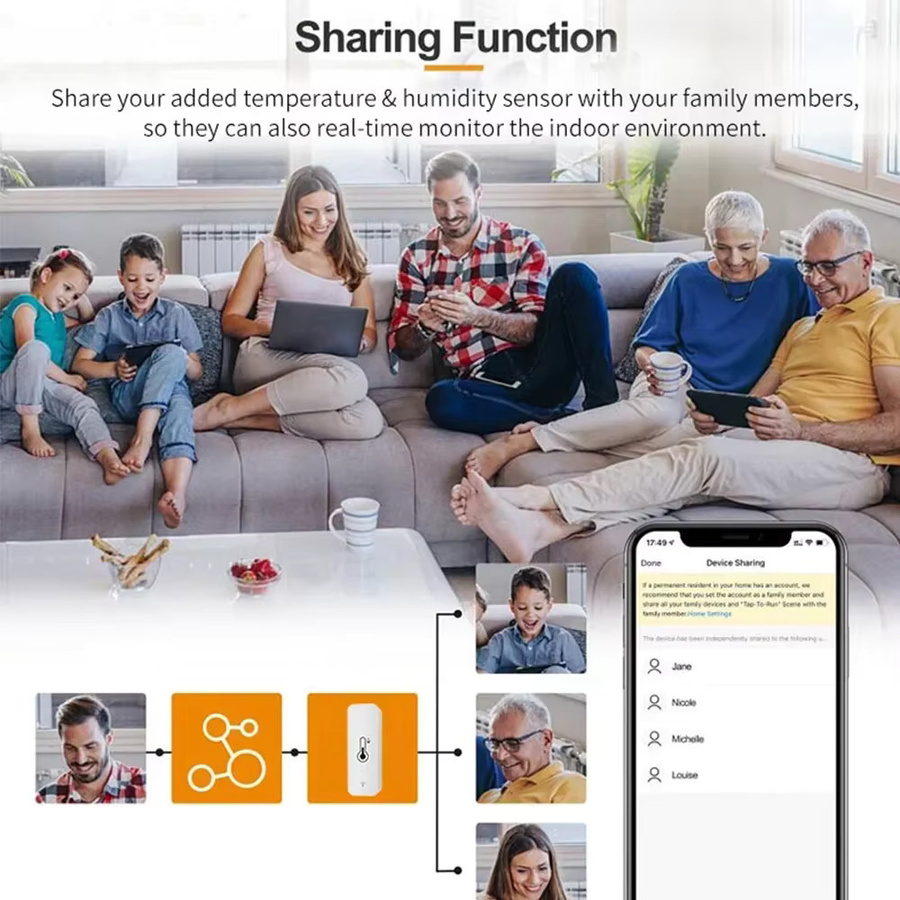 Tuya Zigbee WiFi Temperatur und Feuchtigkeit Sensor in Weiß für Smart Home mit App Remote Monitor und Kompatibilität mit Alexa und Google Assistent - Bild 3