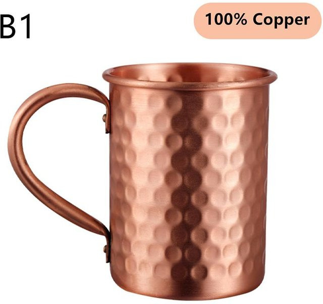 Meimeng Moscow Mule Becher aus 100% Kupfer in Silber, gehämmerter Cocktailbecher mit 500 ml Fassungsvermögen - Bild 1