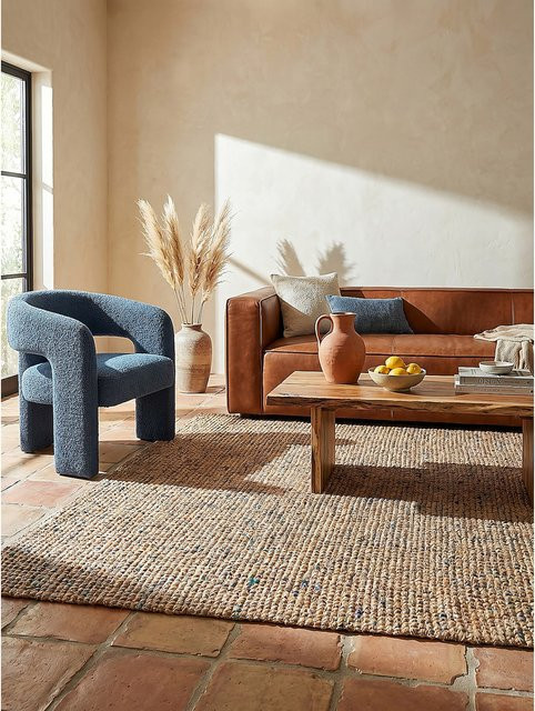 Wollteppich Boho Kadima Design in Natur-Blau aus Wolle und Jute, B/T: 200 x 290 cm - Bild 1