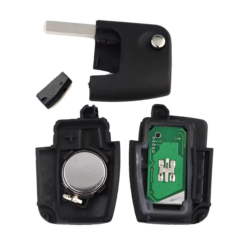 KEYECU 433 MHz Flip Remote Key Fob mit 4D60 / 4D63 Chip für Ford Fusion Focus Mondeo Fiesta Galaxy, Farbe: Schwarz - Bild 4