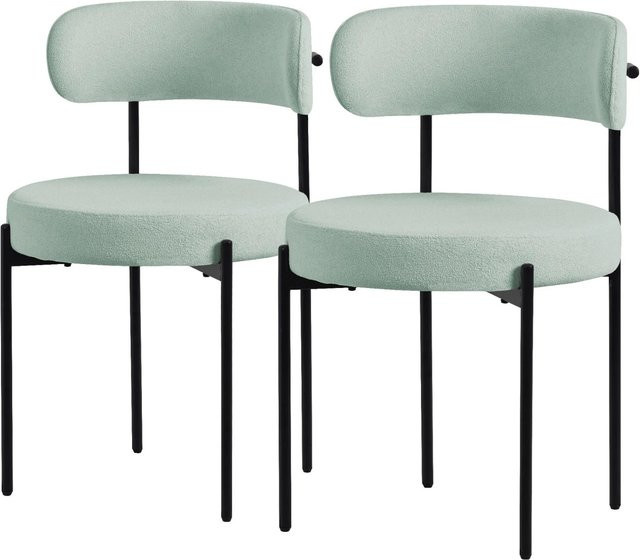 ML-Design Esszimmerstuhl 2er Set aus grünem Teddystoff mit Rückenlehne B/T/H: 49 x 49 x 78 cm - Bild 2