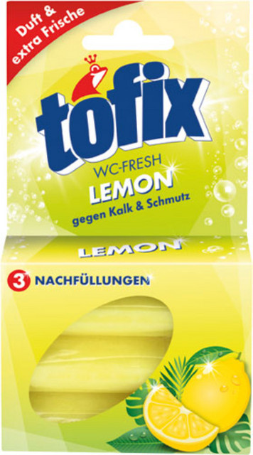 Tofix WC-Fresh Lemon WC-Stein mit 3 Nachfüllungen, Gelb, 120g - Bild 1