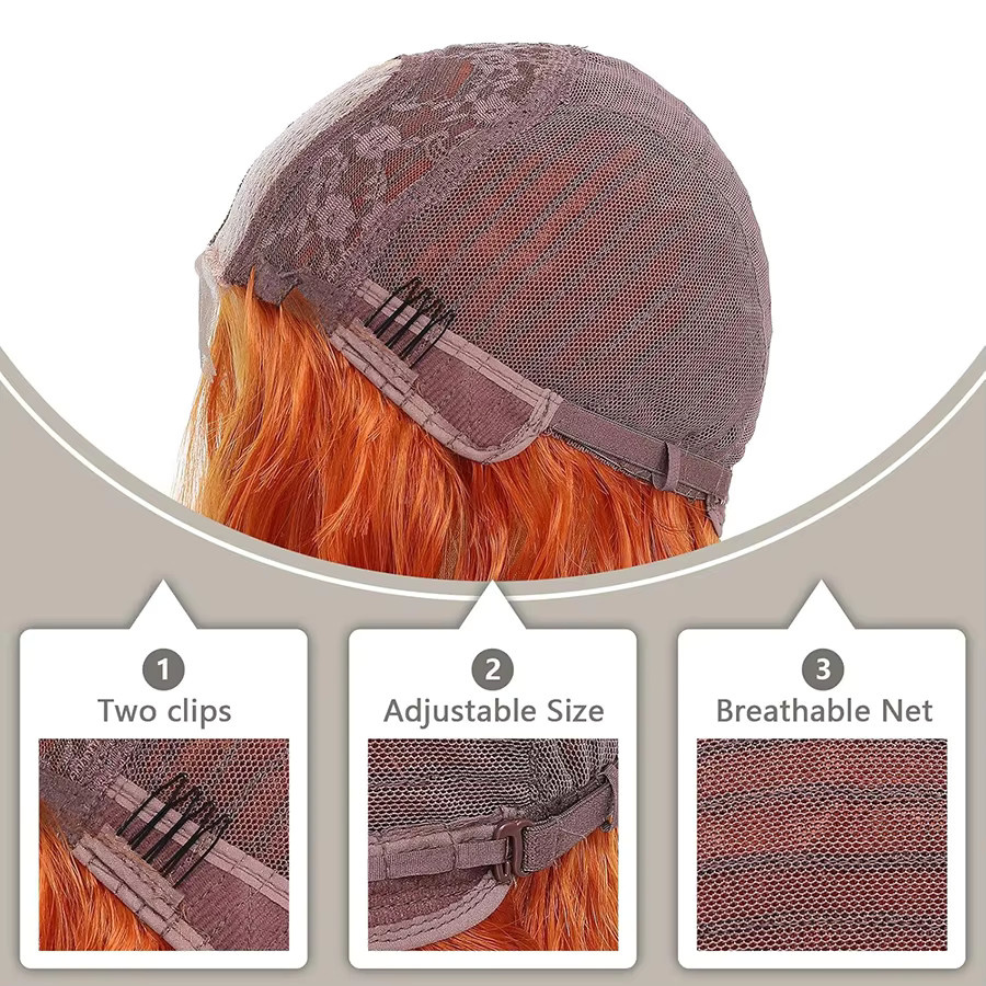 WENYAN Perücke, gewellt, orange, 28 Zoll, Damen - Bild 5