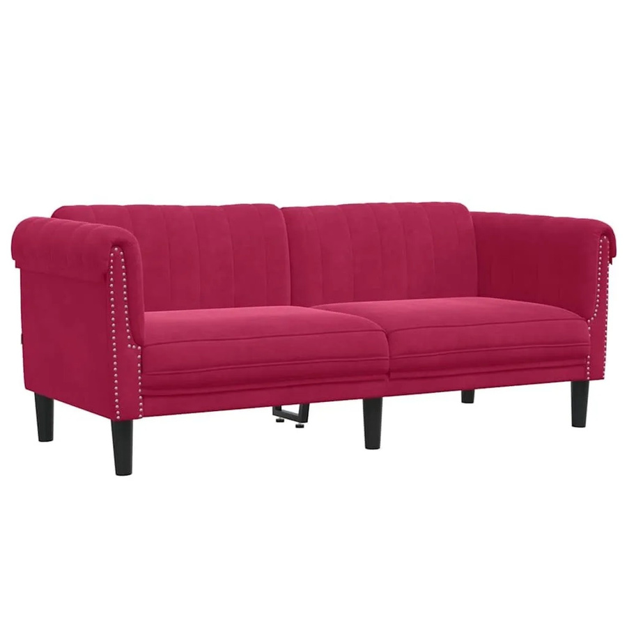 vidaXL 2-Sitzer Sofa aus Samt in Weinrot mit Holzgestell - Bild 2