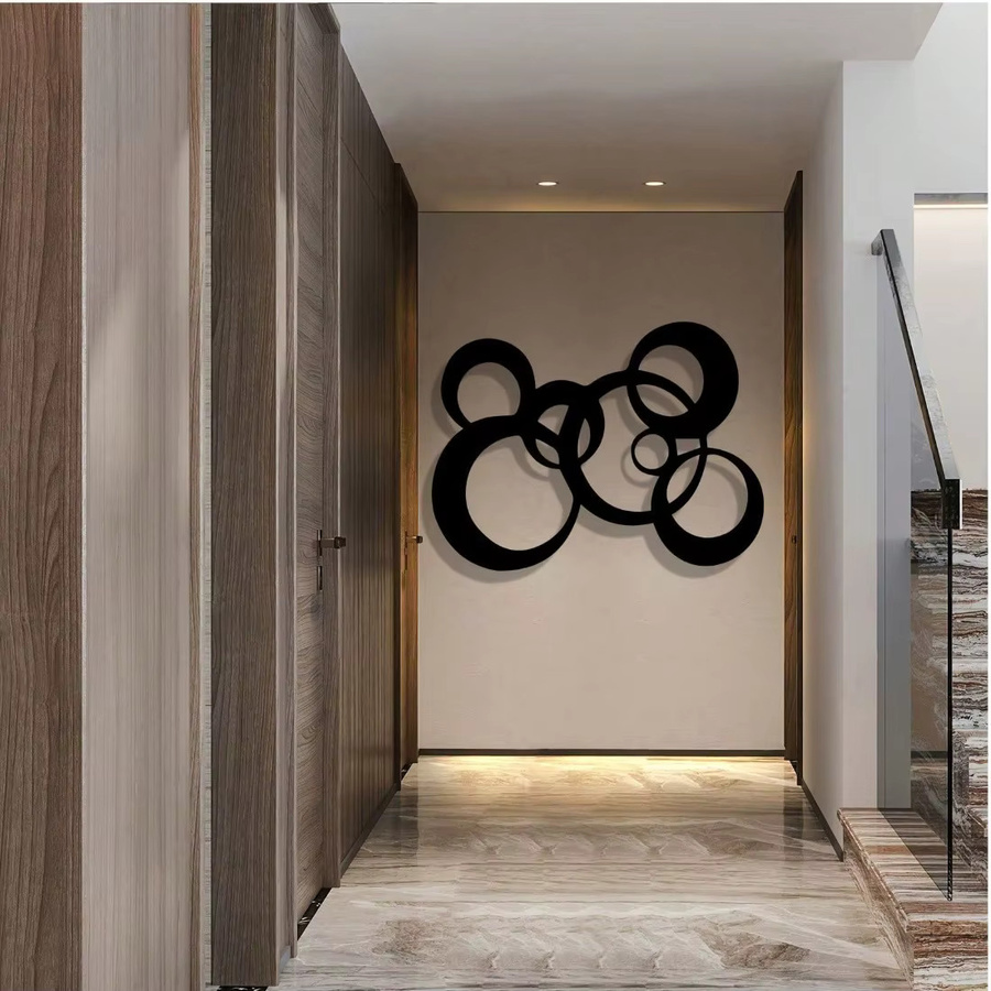 CIFBUY Moderne Wandkunst aus Eisen Runde Metall Skulptur im Retro-Design Schwarz Weiß - Bild 3