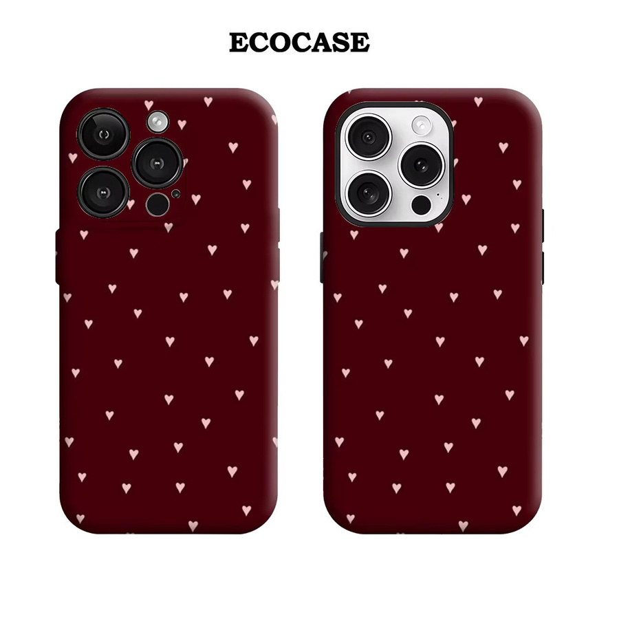 Potdemiel Handyhülle Burgundy & Blush Heart Scatter für iPhone 17 16 15 14 13 12 Pro Max Plus mit doppelschichtiger Rückseite in Rot und Pink - Bild 2