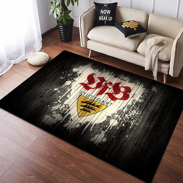 VfB Stuttgart Logo Teppich LOLO IU, rutschfeste schwarze Fußmatte mit Fußballclub-Wappen, B: 200 cm, T: 160 cm - Bild 1