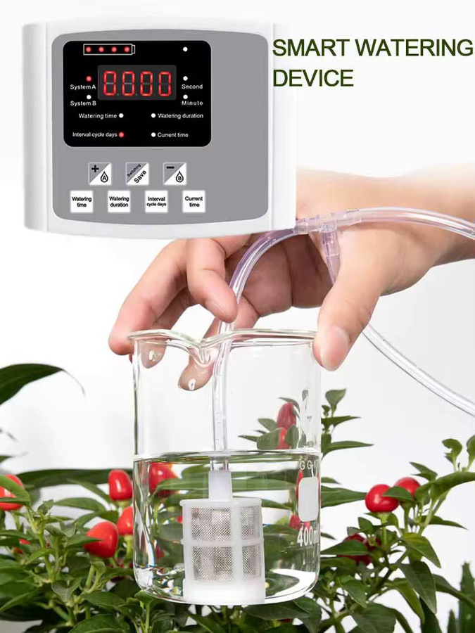 Automatisches Solar Bewässerungssystem für den Garten mit Bewässerungs-Timer und Tropfbewässerungs-Kit in Grau und Weiß - Bild 5