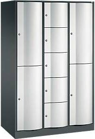 C+P Kombi-Schließfachschrank Resisto mit 3 Abteilen und 9 Fächern, Anthrazitgrau/Lichtgrau, B/T/H: 114,8 x 64,0 x 195,0 cm - Bild 1