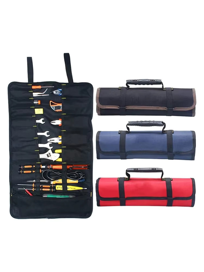 Multifunktionale Rollwerkzeugtasche von WOZOBUY aus Oxford-Gewebe in Rot, faltbare Werkzeugrolle und tragbare Aufbewahrungstasche, B/T/H: 58,5 x 35,5 x 13,98 cm - Bild 7