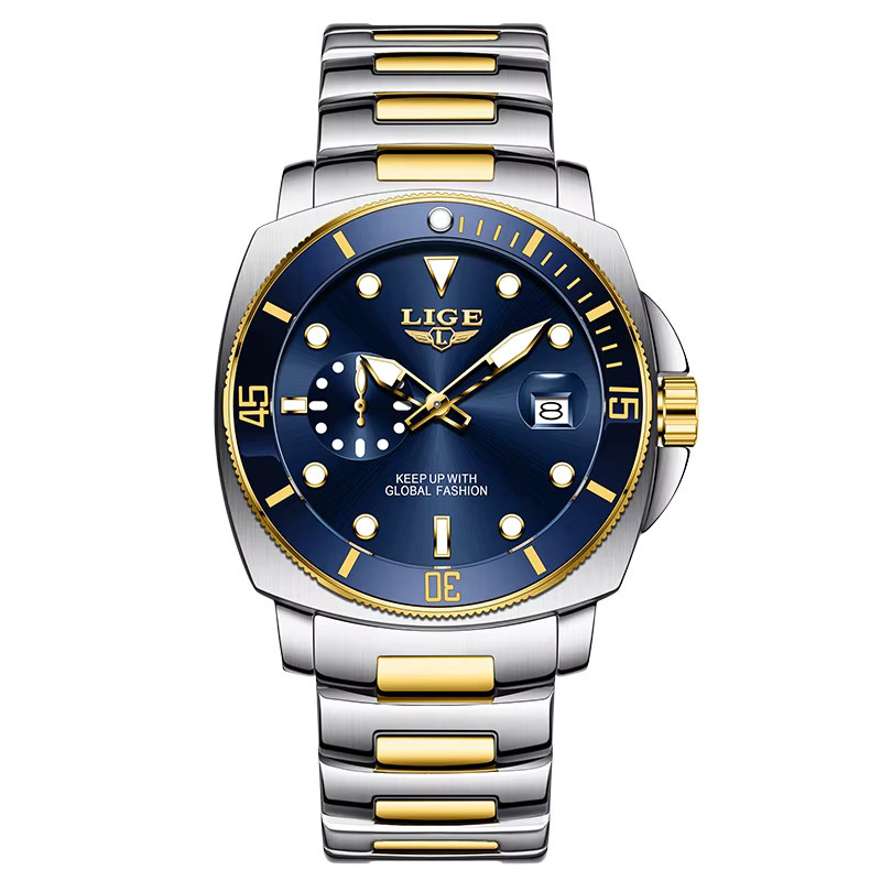 LIGE Armbanduhr Quarz, Edelstahl, Blau, Herren - Bild 7