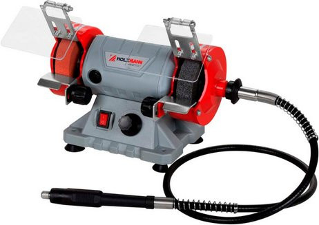 Holzmann Doppelschleifmaschine mit 110-teiligem Zubehörset, grau und rot - Bild 1