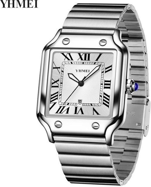 YHMEI Armbanduhr Quarz, Edelstahl, Grau, 33 mm, Tonneau - Bild 1