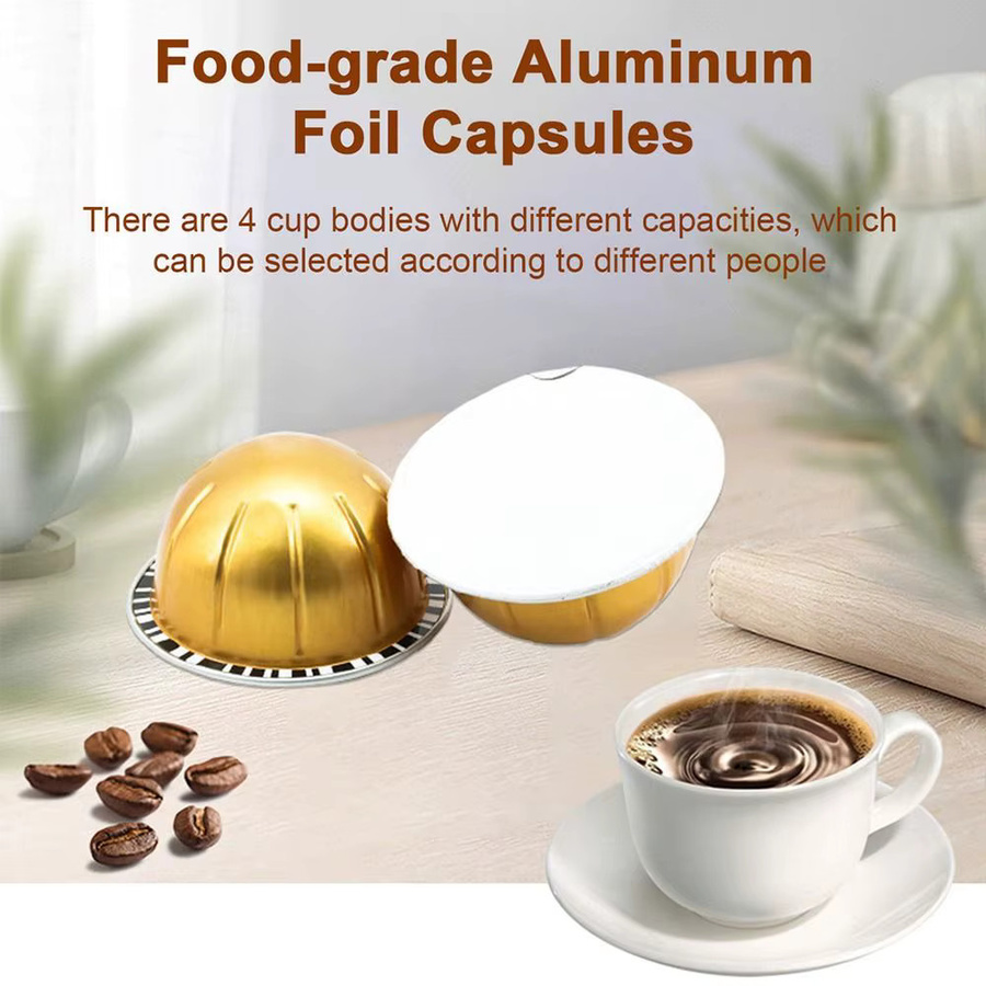 4er Set wiederverwendbare Kaffeekapseln aus Edelstahl für Nespresso VertuoLine und Vertuo Next, Gold, Füllmengen: 40 ml, 80 ml, 150 ml und 230 ml - Bild 3