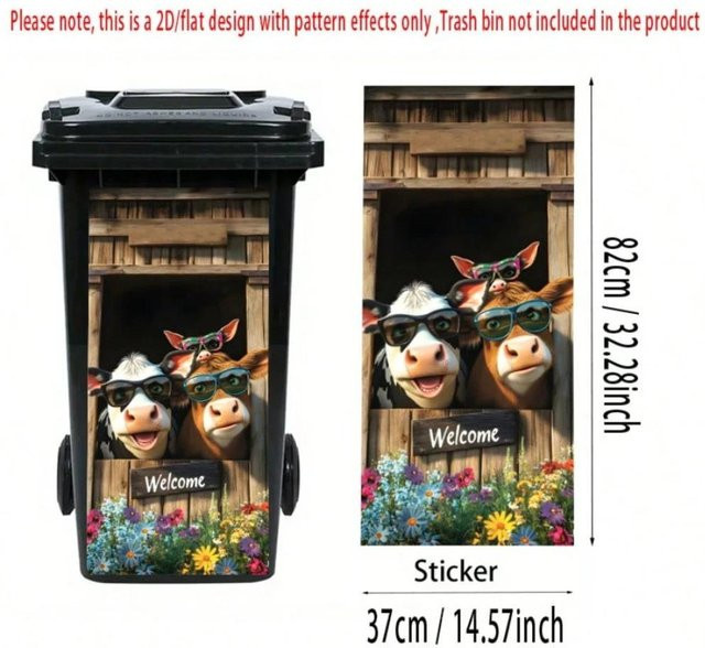 Selbstklebende Mülleimer-Aufkleber von jinshengMC mit Animal-Print Design in Mehrfarbig für die Dekoration von Mülltonnen im Außenbereich - Bild 1