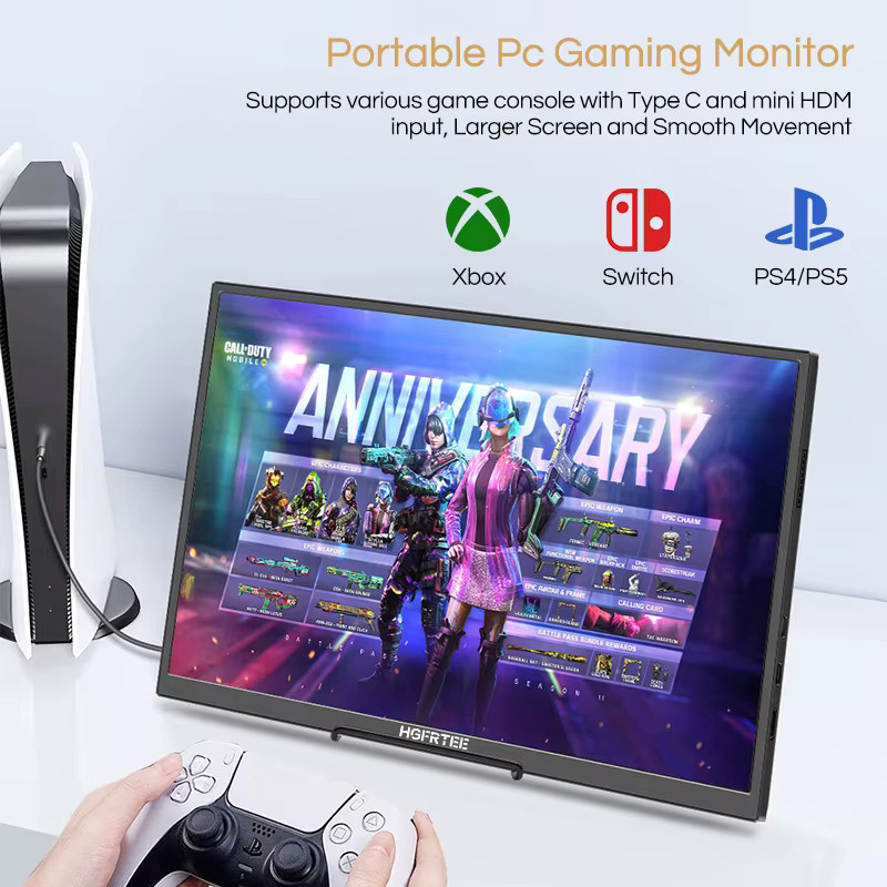 HGFRTEE Tragbarer 12,3-Zoll Monitor in Schwarz mit 3:2 Format, 400Cd/m² und 100 % sRGB für Gaming und als Zweitbildschirm für Mac, Phone, PS5, Xbox und Switch - Bild 2